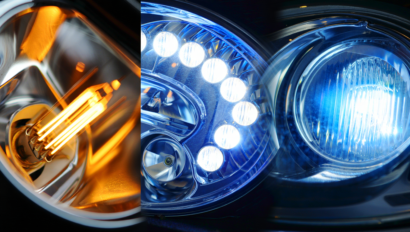 headlight comparison halogen vs. led vs. hid