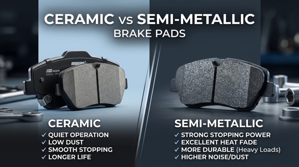 ceramic vs semi metallic brake pads